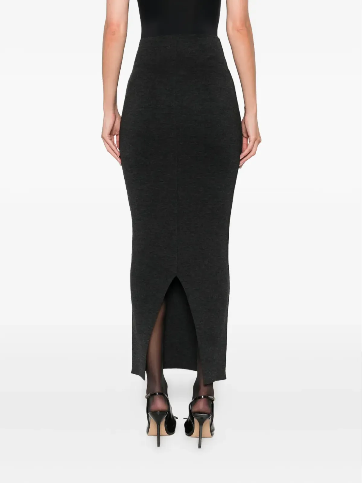 Alberta Ferretti 高腰 ヴァージンウール マキシスカート - グレー - 画像4