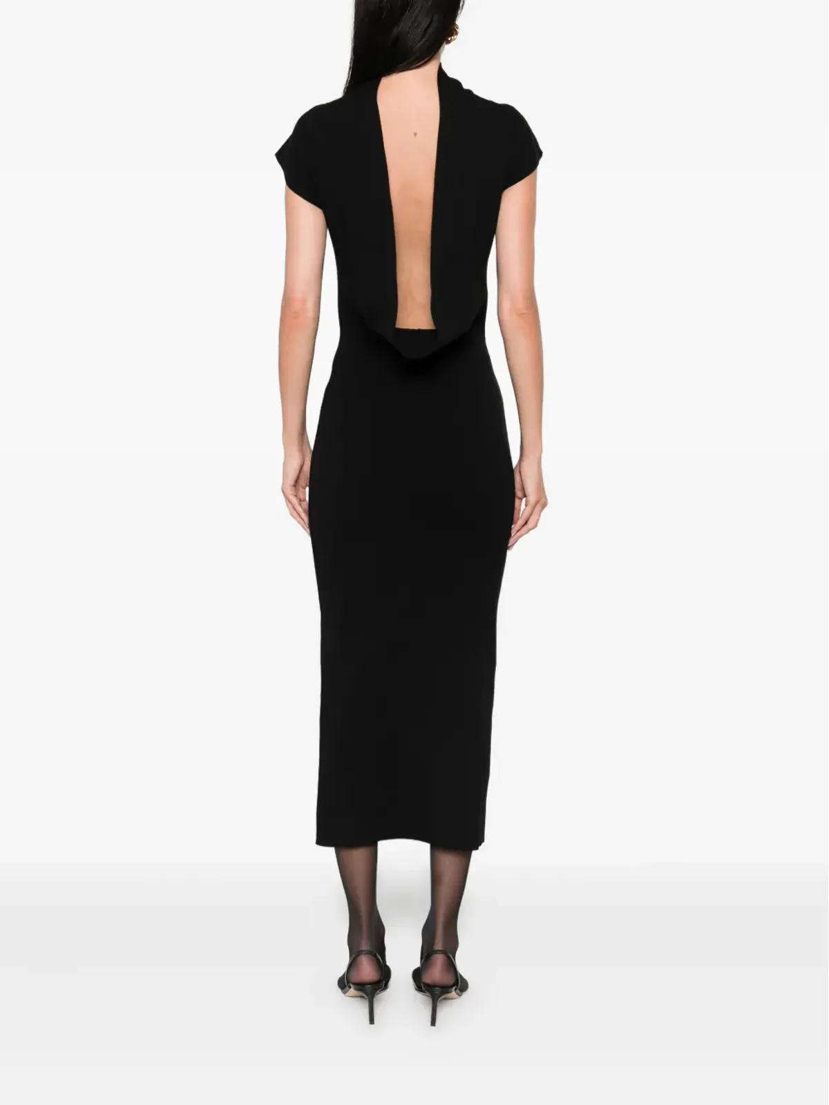 Alberta Ferretti ノースリーブ ミディドレス - ブラック - 画像4