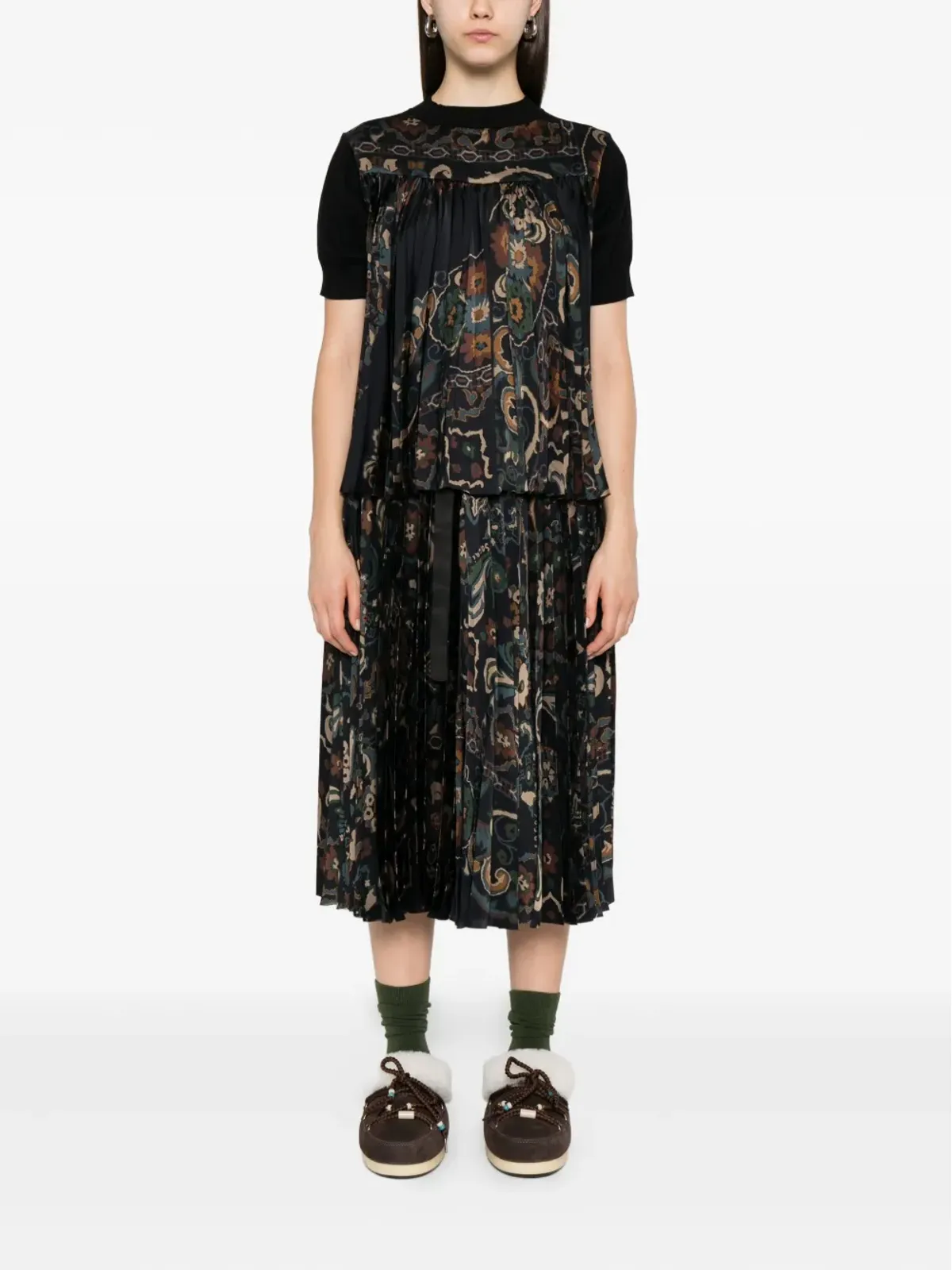 sacai プリーツペイズリープリントスカート - 画像2