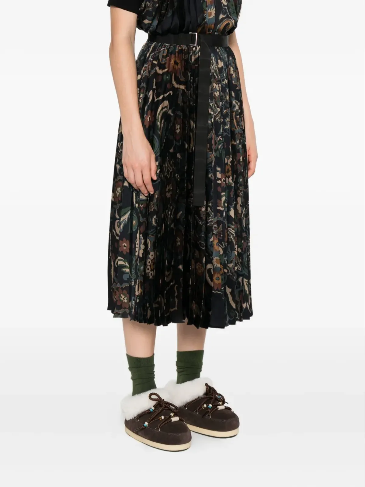 sacai プリーツペイズリープリントスカート - 画像3