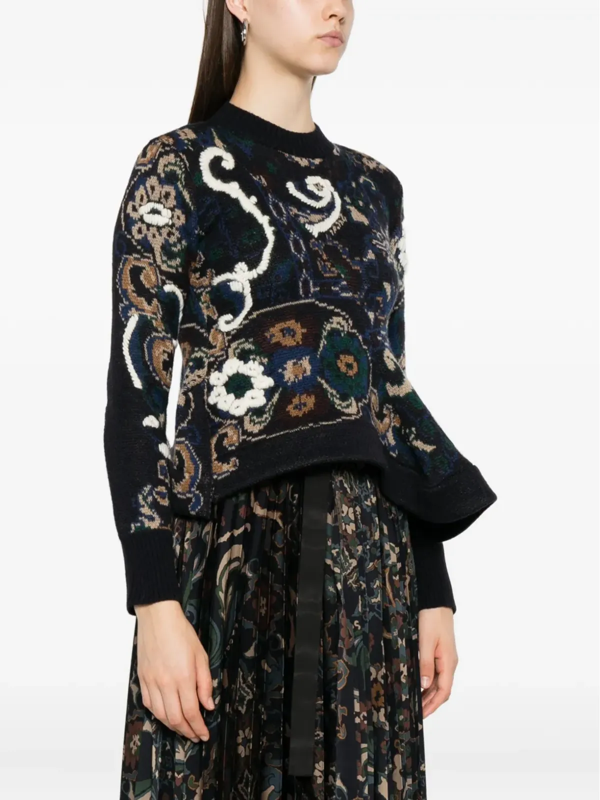 sacai 花柄モチーフのセーター - 画像3