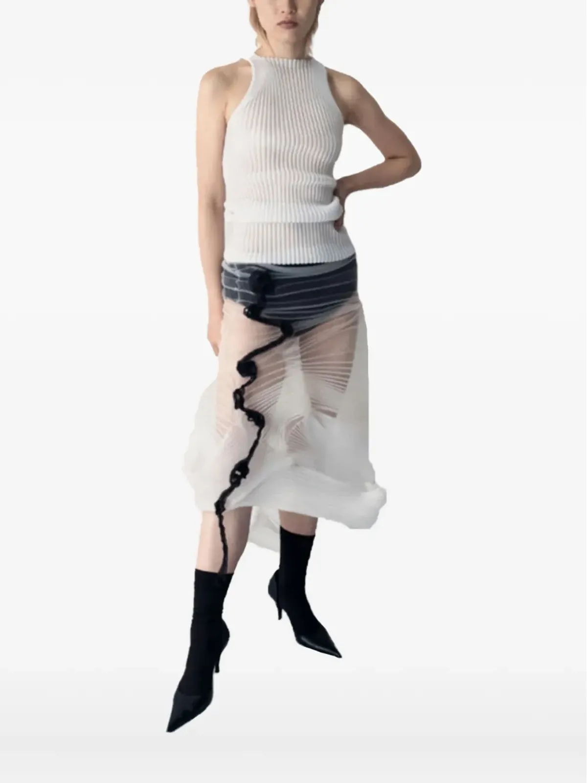 A. ROEGE HOVE Ena ribbed high-neck top - White - 画像2