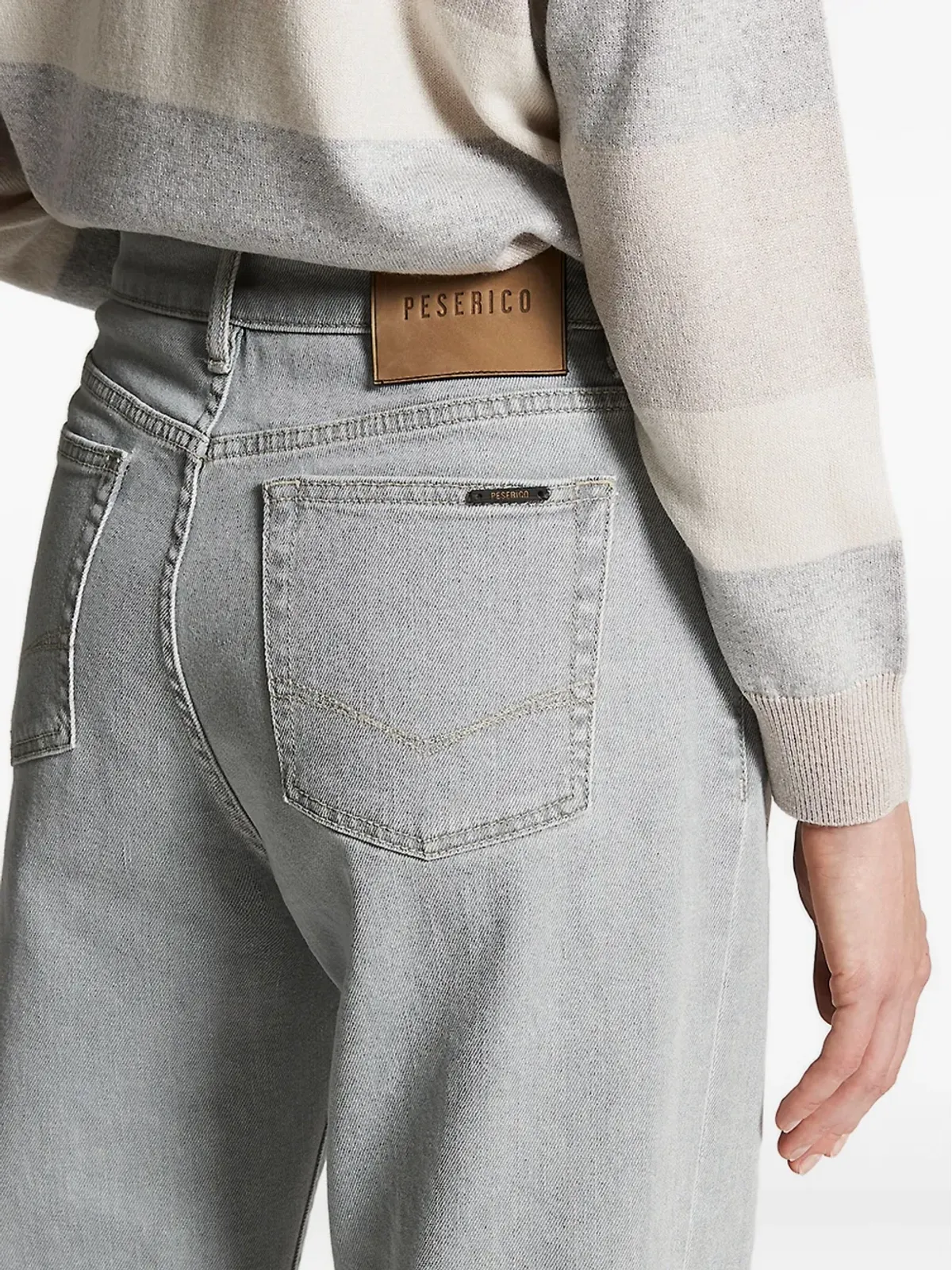 Peserico カフド ロゴパッチ ジーンズ グレー - 画像5