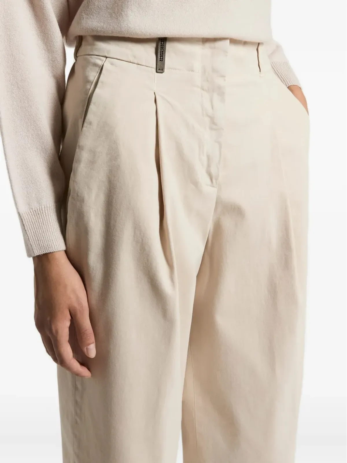 Peserico プリーツ入りクロップドパンツ - 画像3