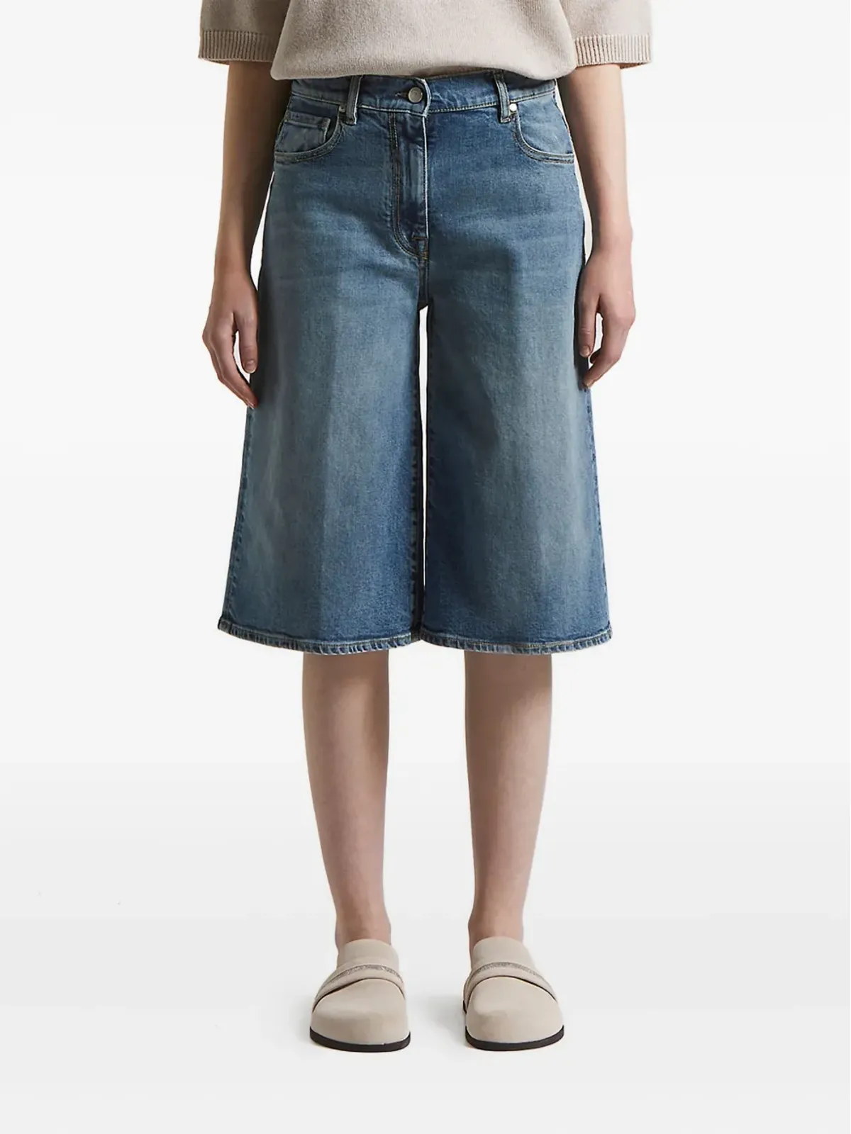 Peserico denim knee-length shorts - 画像1