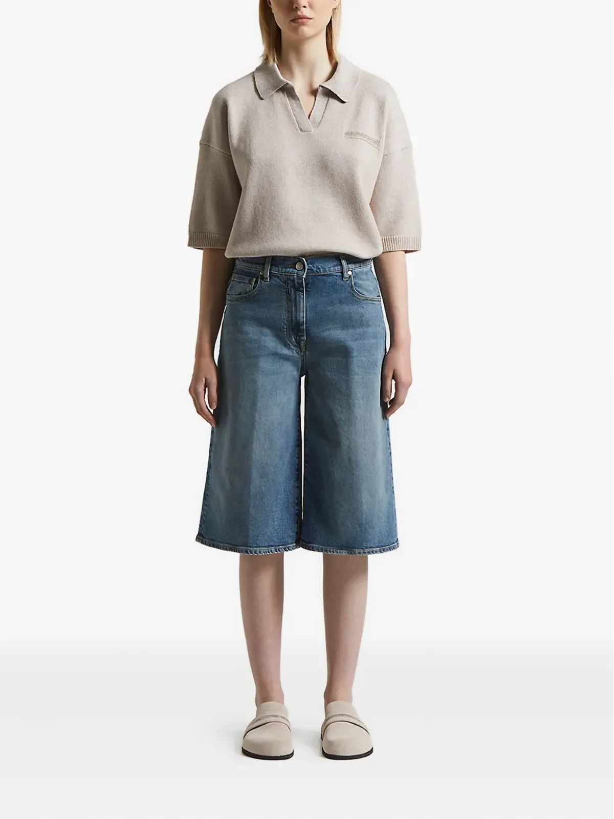Peserico denim knee-length shorts - 画像2