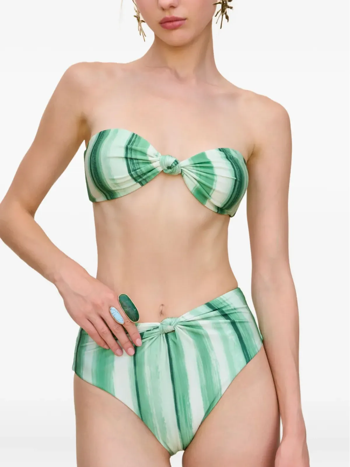 Cult Gaia Oswin painted-stripe bikini top - 画像2