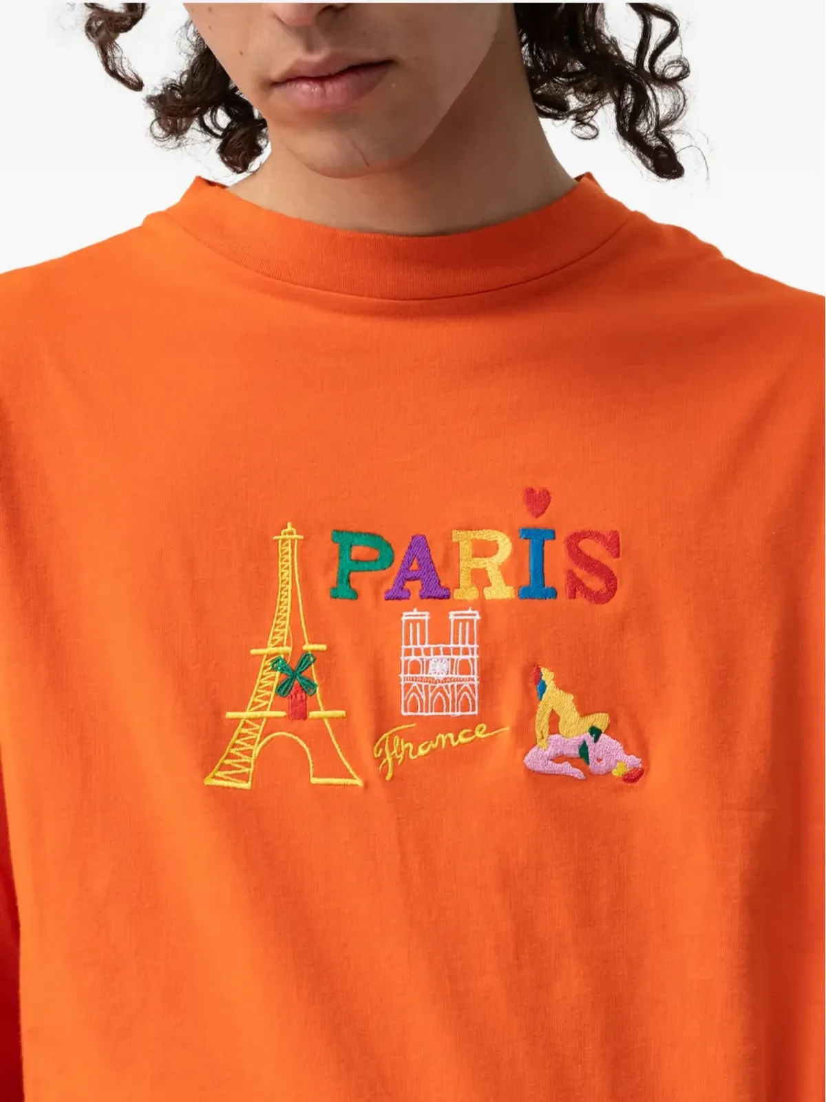CARNE BOLLENTE Kisses From Paris 刺繍入りTシャツ - オレンジ - 画像5