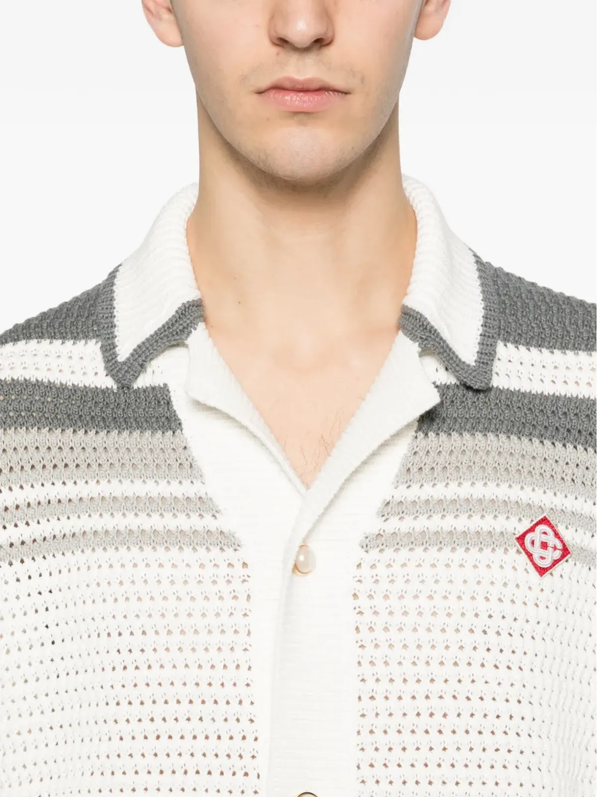 Casablanca テニス Striped ボタン付き半袖シャツ - 画像5