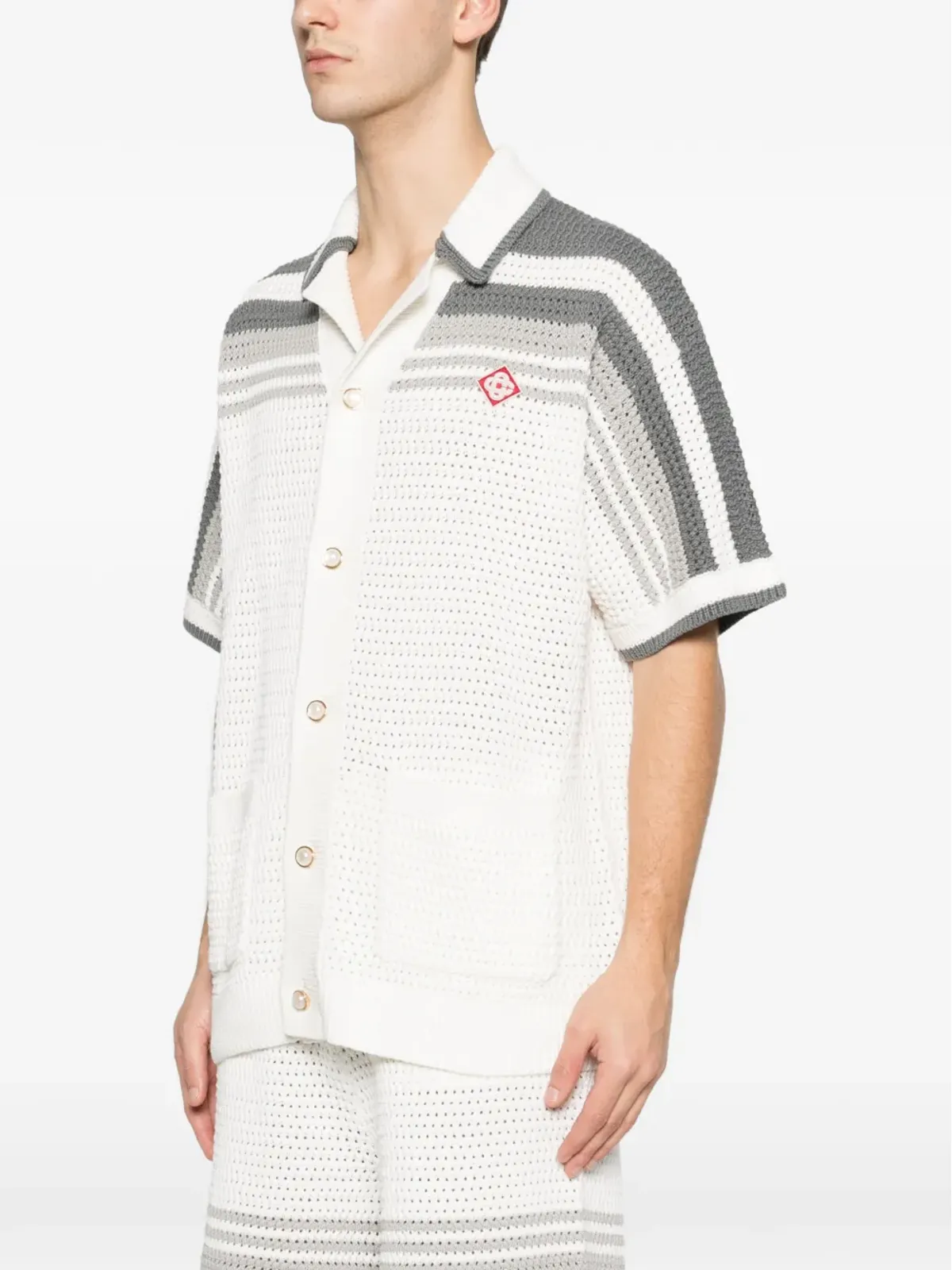 Casablanca テニス Striped ボタン付き半袖シャツ - 画像3