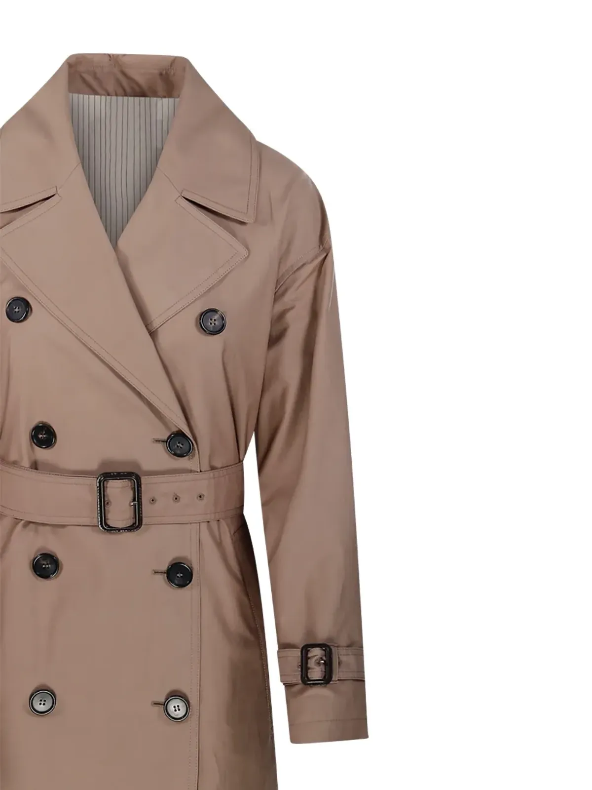 Max Mara Candida ベルト付きダブルブレストコート（ブラウン） - 画像4