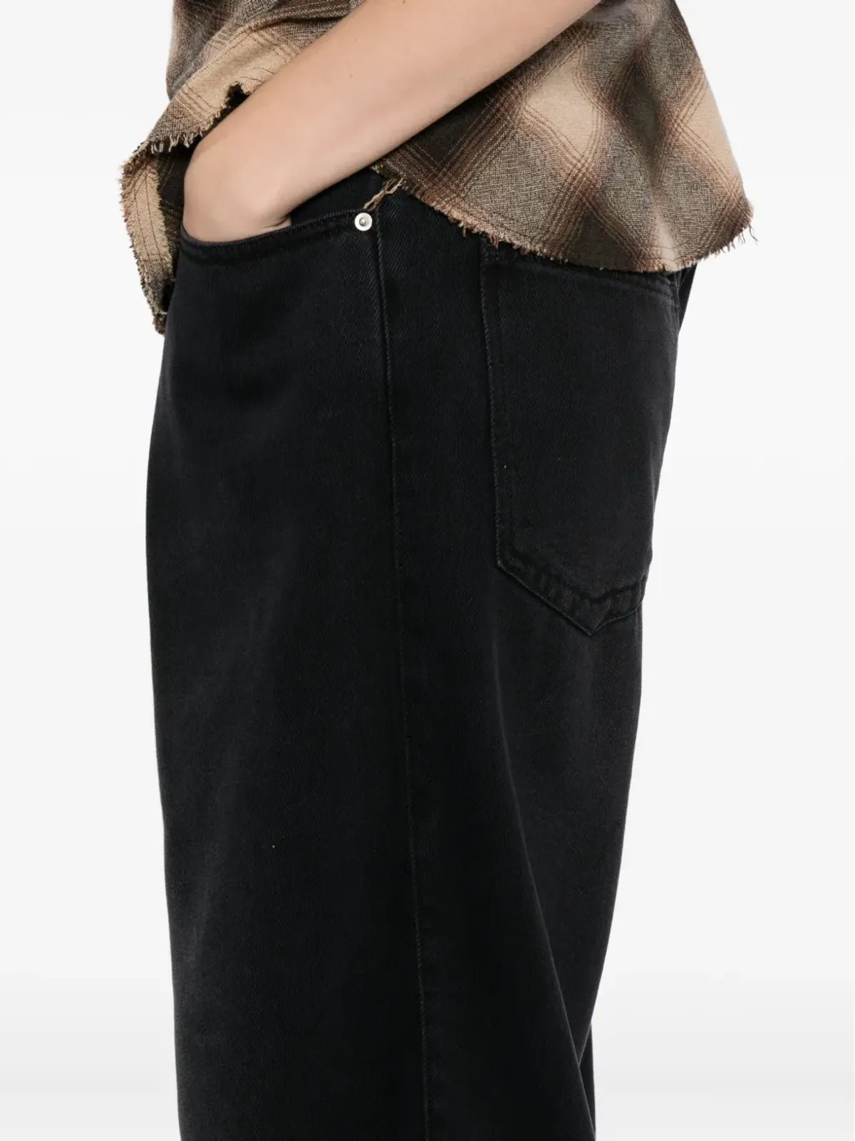 ISABEL MARANT プリーツ入りフェードデニム ブラック - 画像5