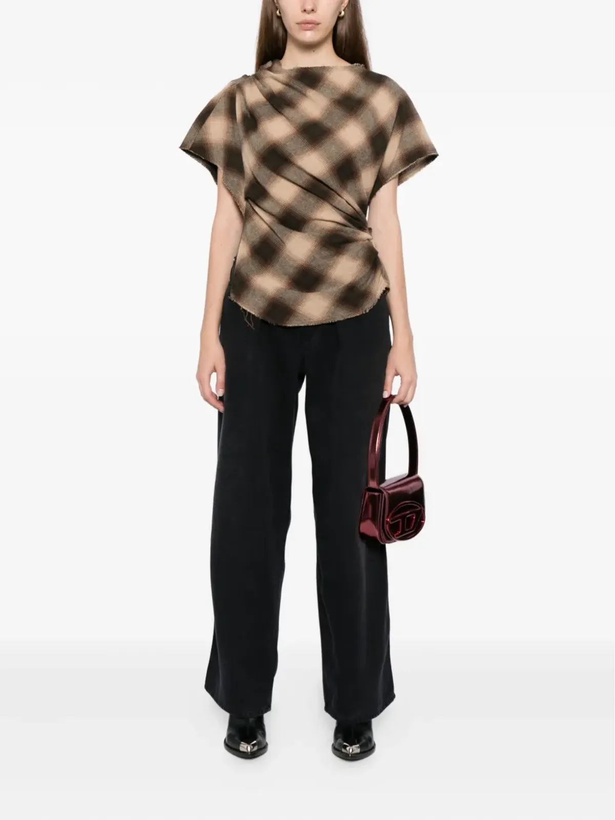 ISABEL MARANT プリーツ入りフェードデニム ブラック - 画像2