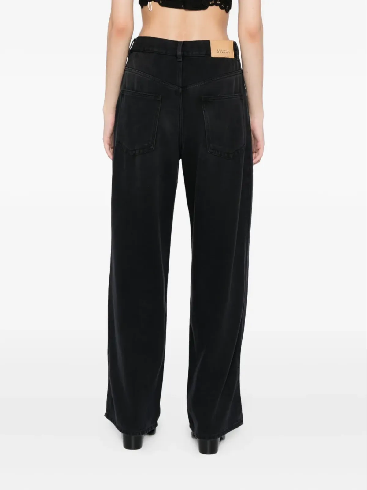 ISABEL MARANT プリーツ入りフェードデニム ブラック - 画像4