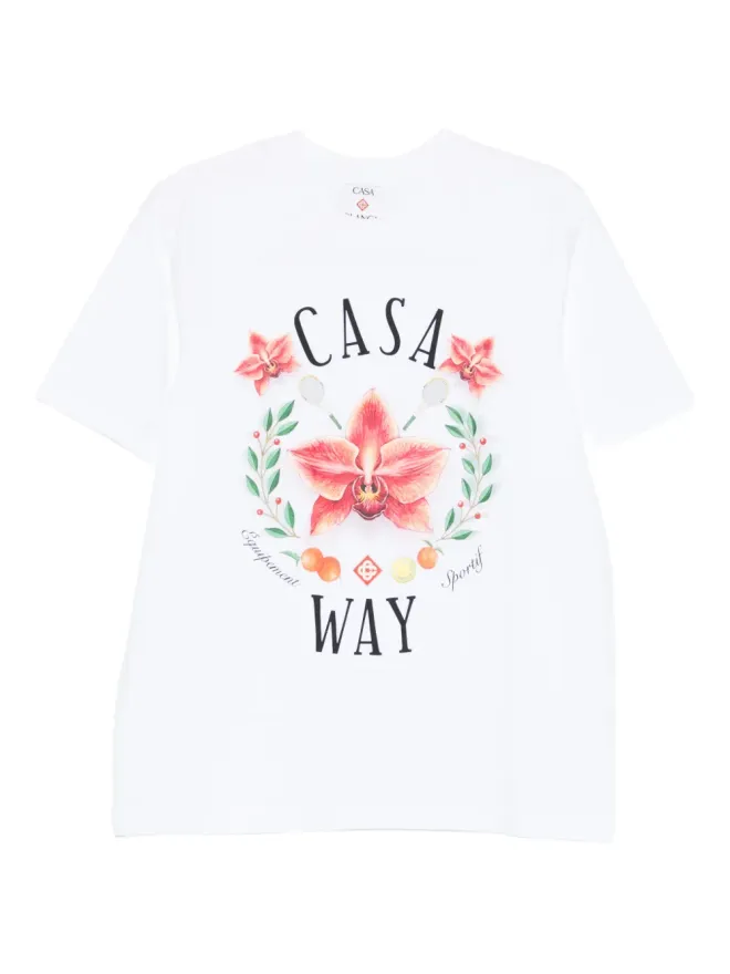 Casablanca Casablanca Casa Way Orchid柄グラフィック Tシャツ - Whiteの商品画像