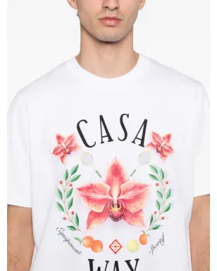 Casablanca Casa Way Orchid柄グラフィック Tシャツ - White - サムネイル5