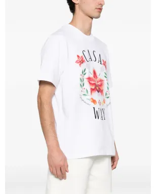 Casablanca Casa Way Orchid柄グラフィック Tシャツ - White - サムネイル3