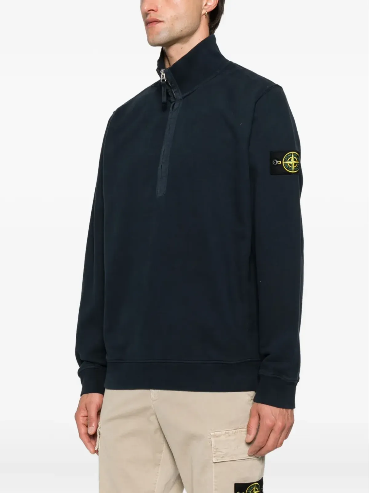 Stone Island ハーフジップ コットン スウェットシャツ - ブルー - 画像3