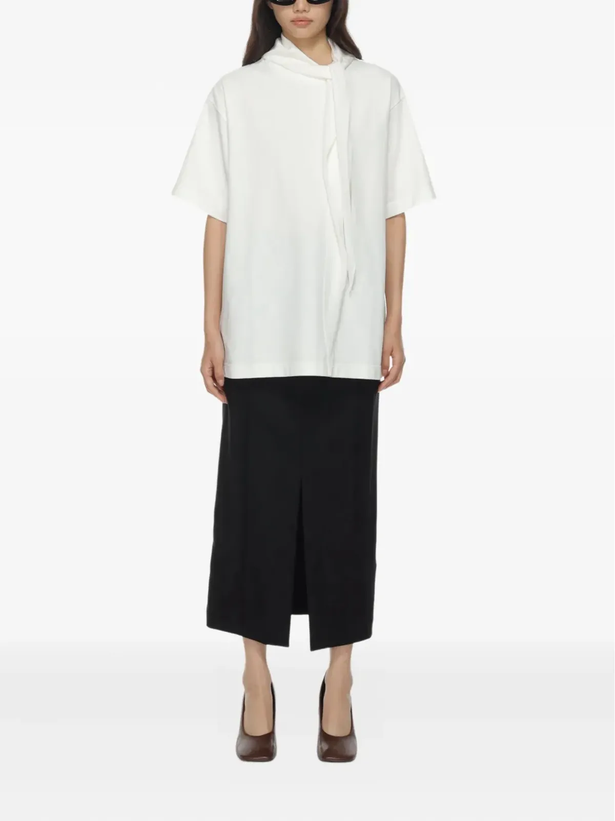 Carven スカーフカラー付きコットンTシャツ - 画像2