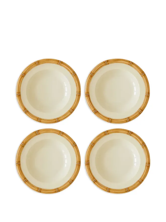 Les-Ottomans Les-Ottomans 竹製の手描き陶器プレート（四枚セット） - ホワイトの商品画像