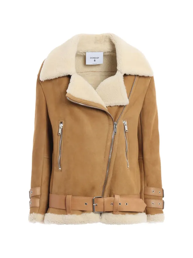 DONDUP DONDUP シアーリングベルト付きレザージャケットの商品画像