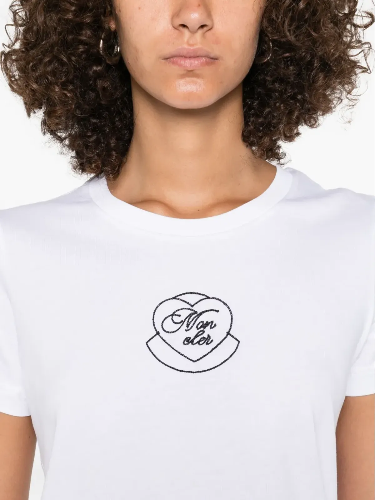 Moncler ハート刺繍入りコットンTシャツ - 画像5