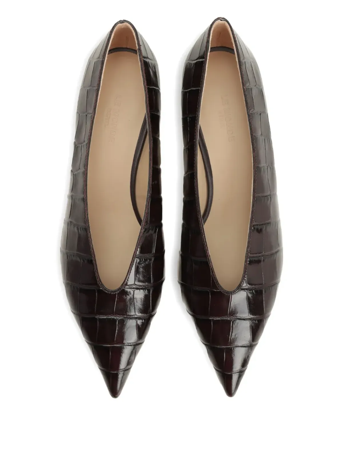 Le Monde Beryl crocodile-pattern pointed-toe pumps - Brown - 画像4