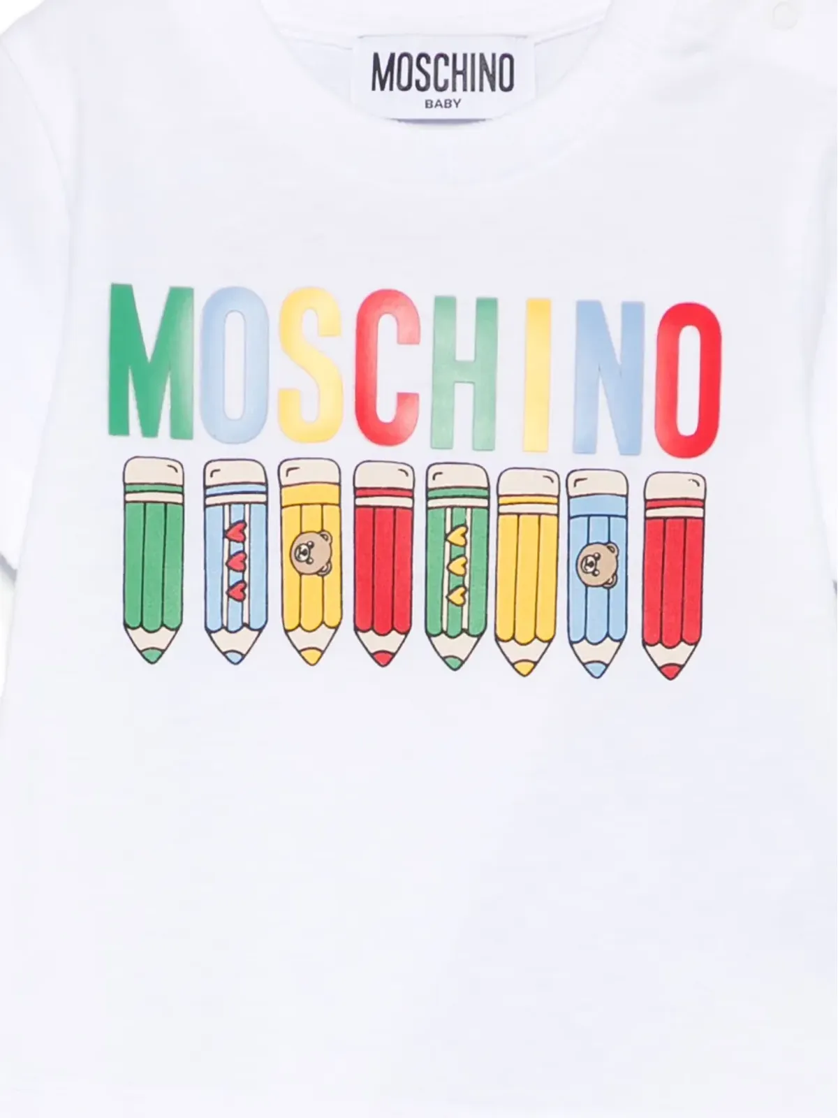 Moschino Kids pencil-print T-shirt - White - 画像3