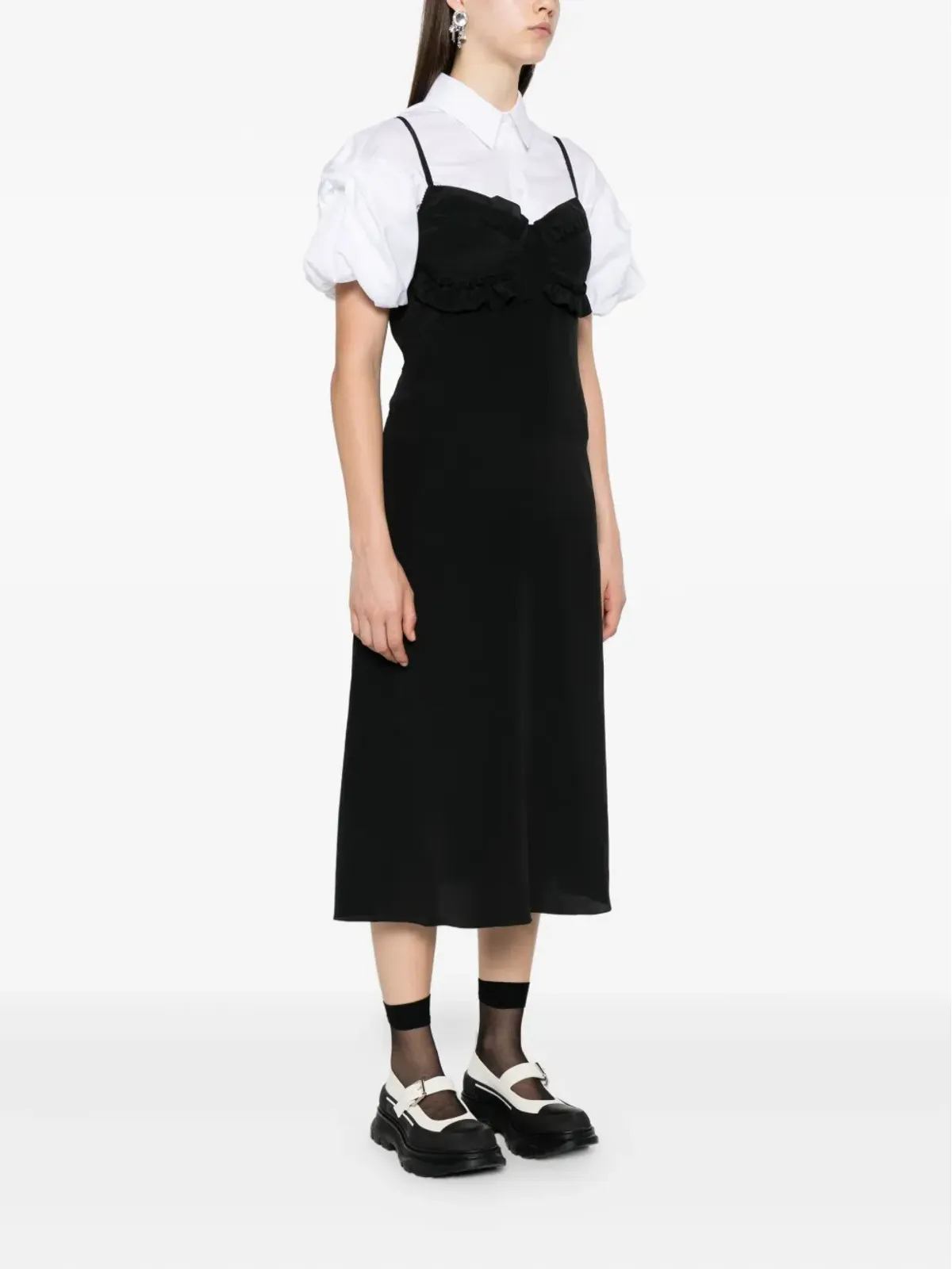 Simone Rocha フリル付きミディドレス - 画像3