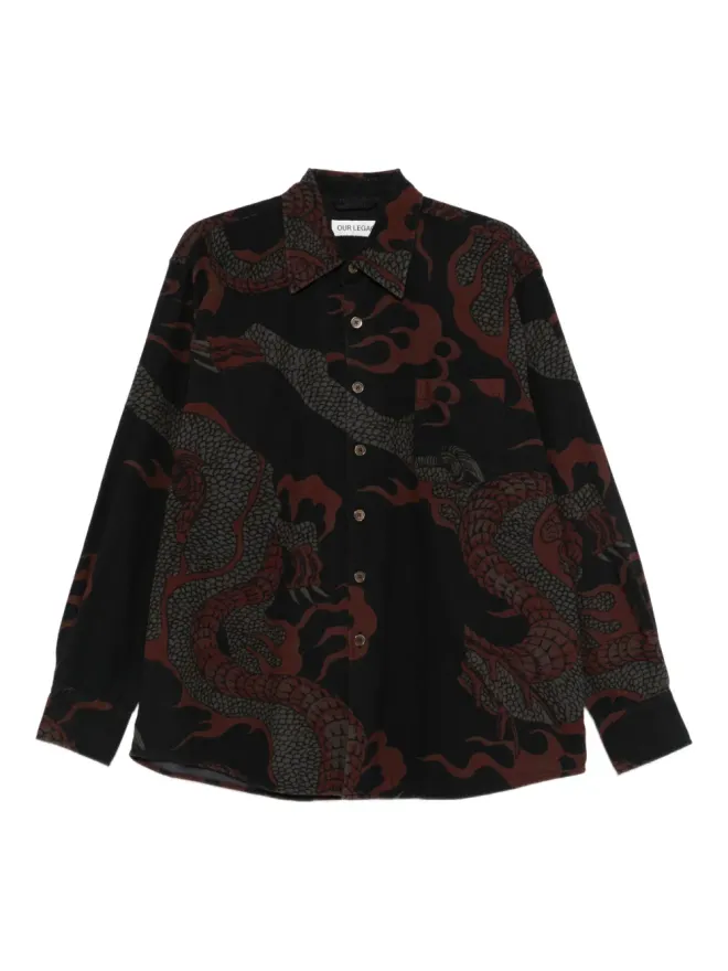 Our Legacy OUR LEGACY dragon-print shirt - Blackの商品画像