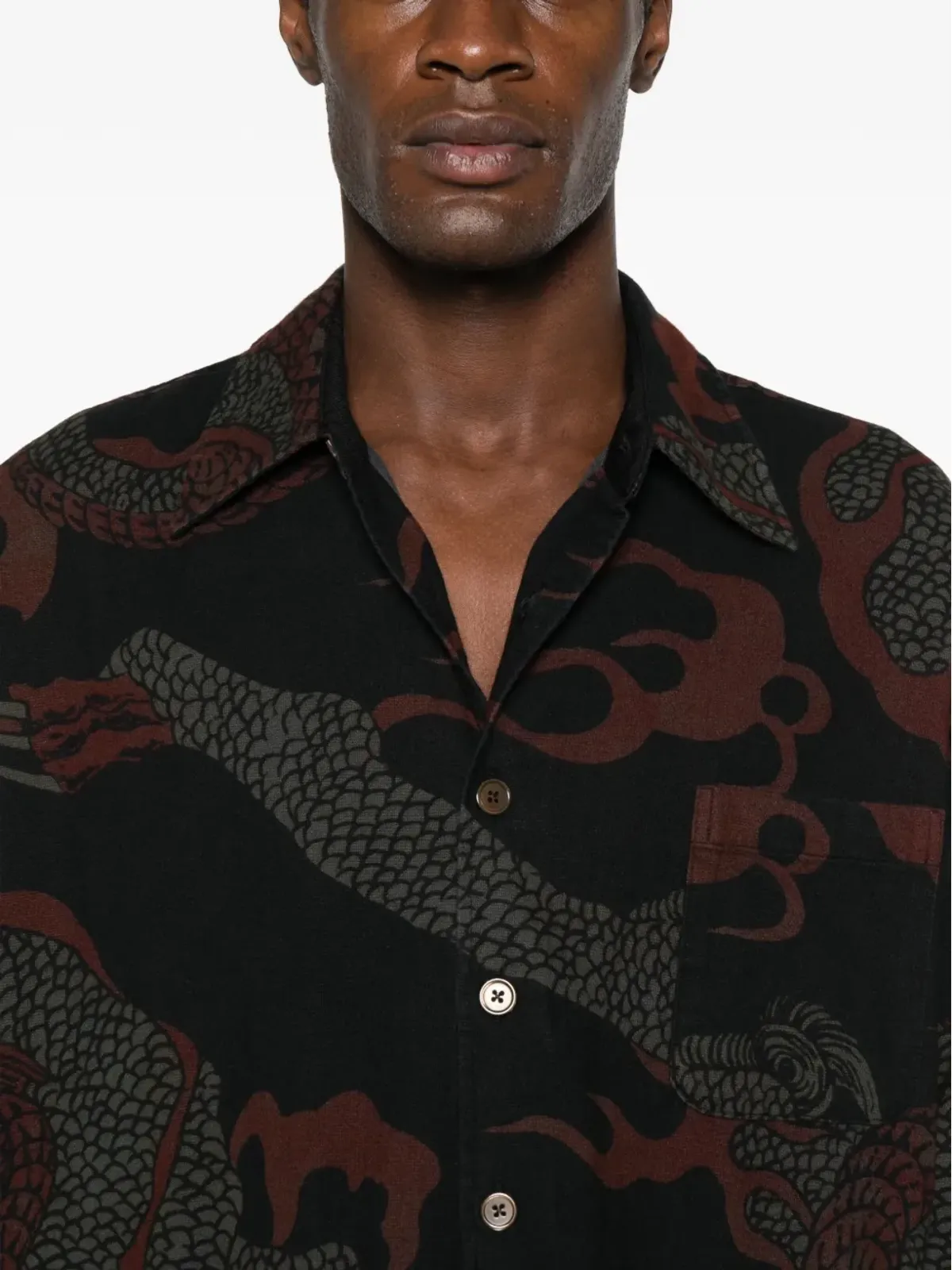 OUR LEGACY dragon-print shirt - Black - 画像5