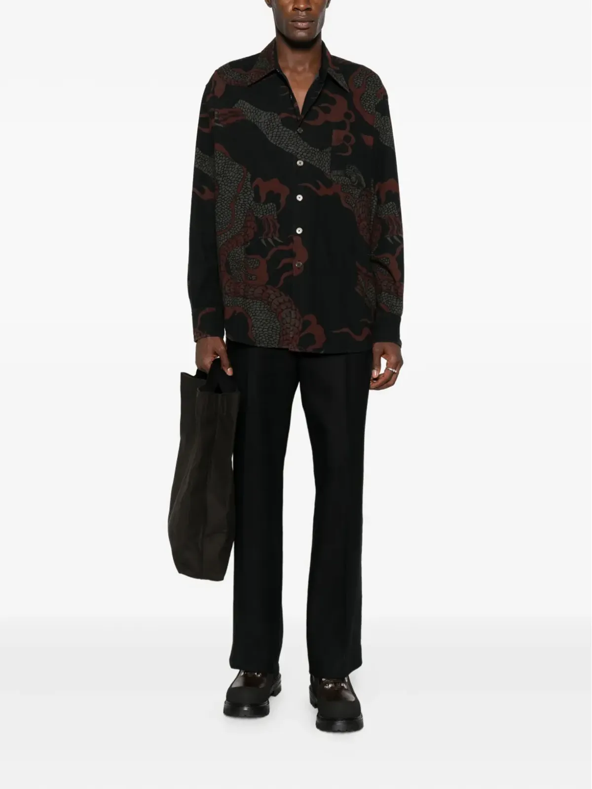 OUR LEGACY dragon-print shirt - Black - 画像2