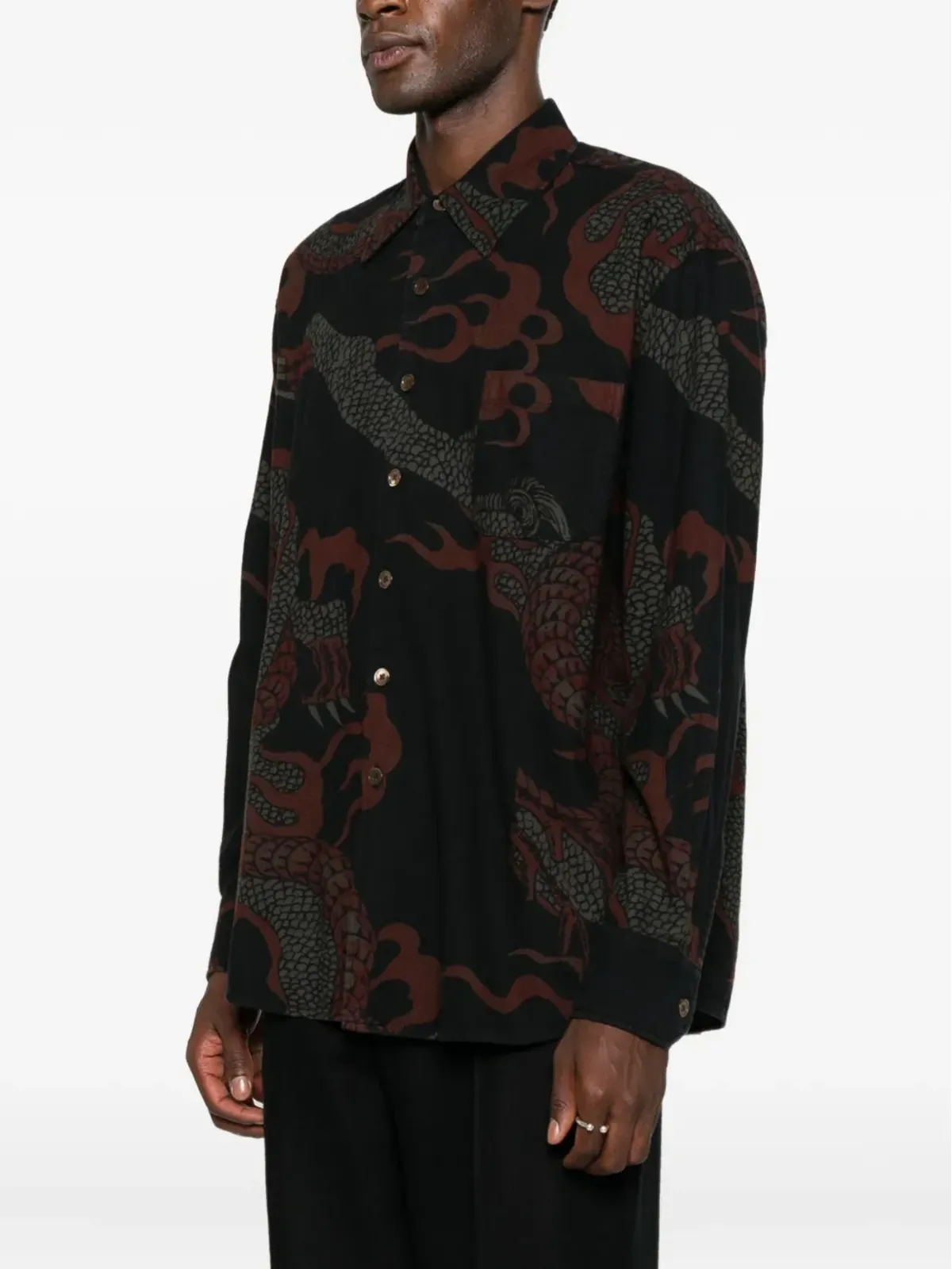 OUR LEGACY dragon-print shirt - Black - 画像3