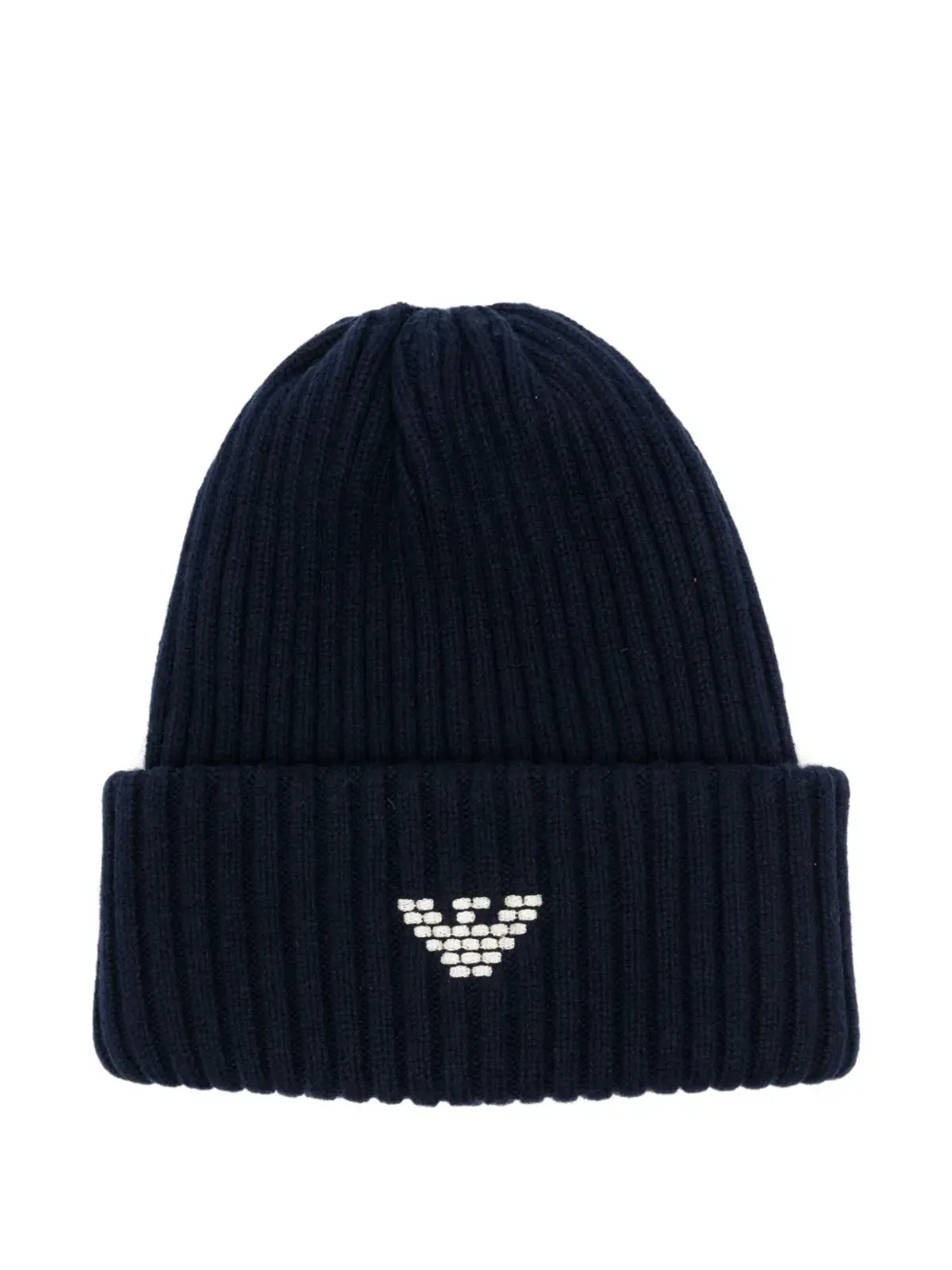 Emporio Armani logo-embroidered ribbed beanie - Blue - 画像1