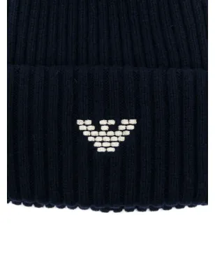 Emporio Armani logo-embroidered ribbed beanie - Blue - サムネイル2