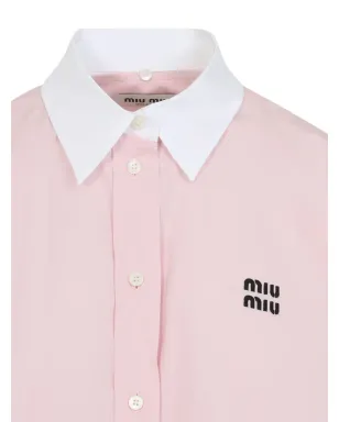 Miu Miu ロゴ刺繍フリンジヘムシャツ - サムネイル3