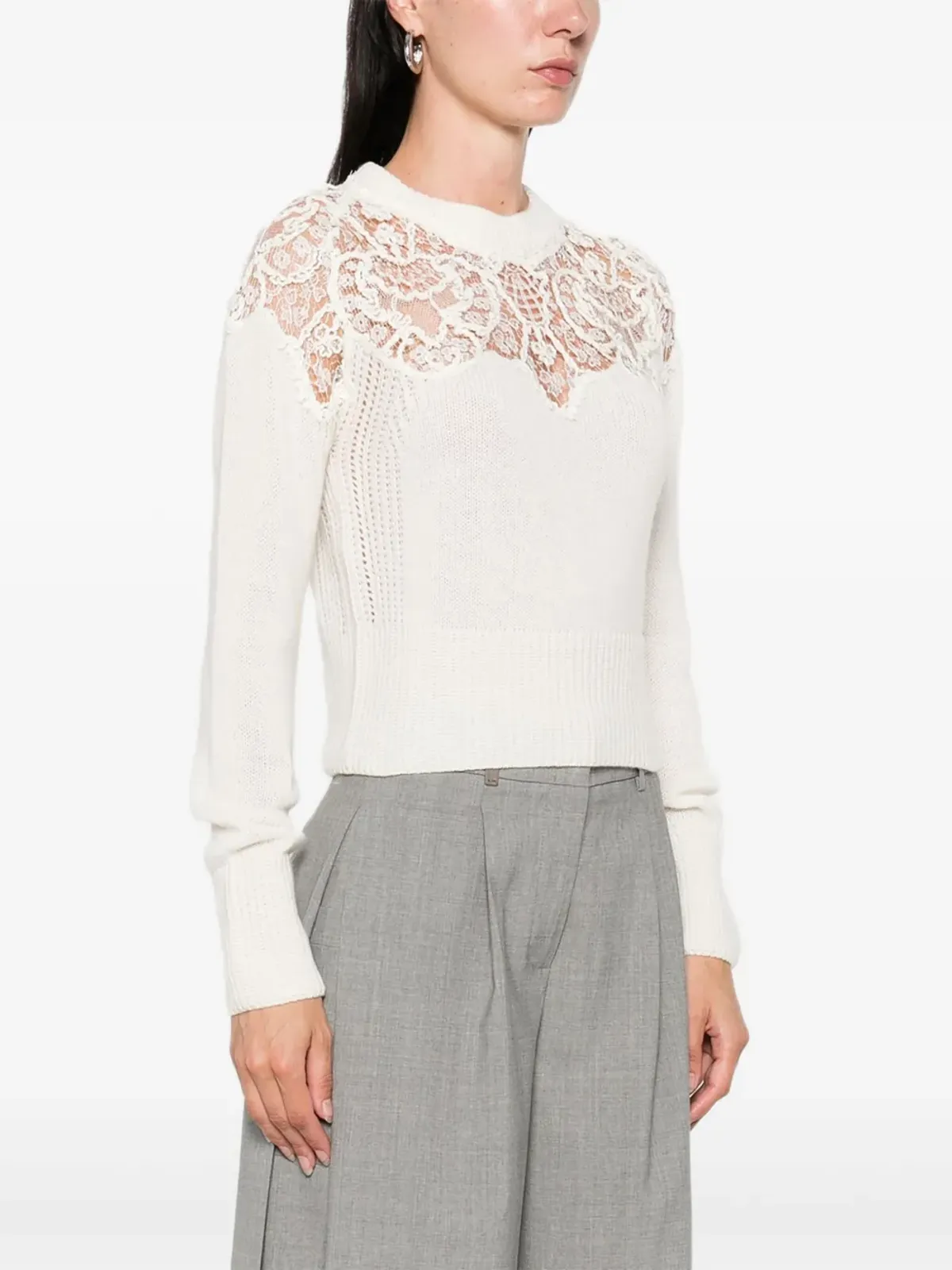Ermanno Scervino レースインサートセーター - 画像3