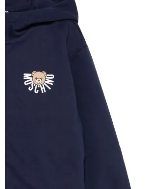 Moschino Kids テディベアプリントジップアップパーカー - ブルー - サムネイル3