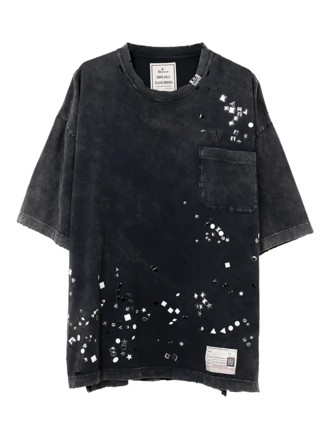 Maison MIHARA YASUHIRO Maison MIHARA YASUHIRO crystal-embellished pocket T-shirt - Blackの商品画像