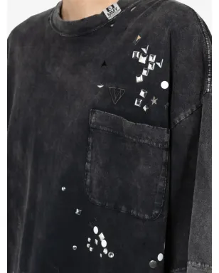 Maison MIHARA YASUHIRO crystal-embellished pocket T-shirt - Black - サムネイル5