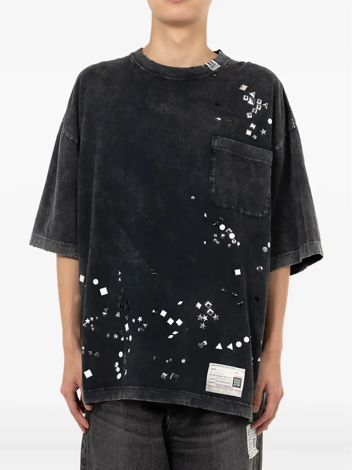 Maison MIHARA YASUHIRO crystal-embellished pocket T-shirt - Black - 画像2