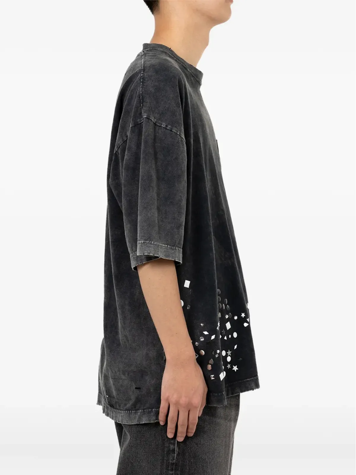 Maison MIHARA YASUHIRO crystal-embellished pocket T-shirt - Black - 画像4