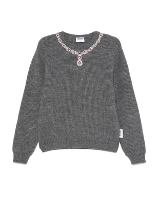 Moschino jewel-embellished ribbed sweater - Grey - サムネイル1