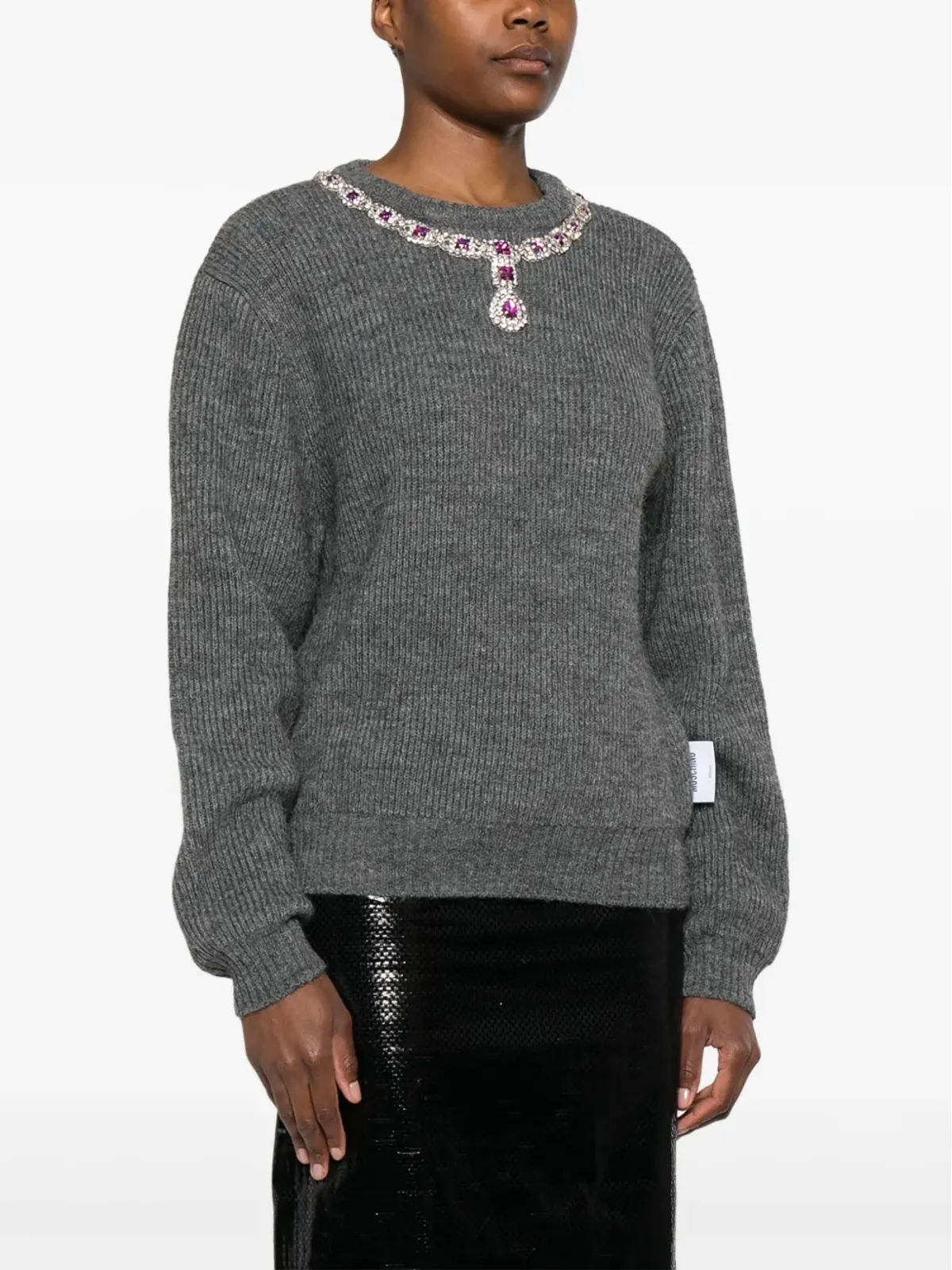 Moschino jewel-embellished ribbed sweater - Grey - 画像3