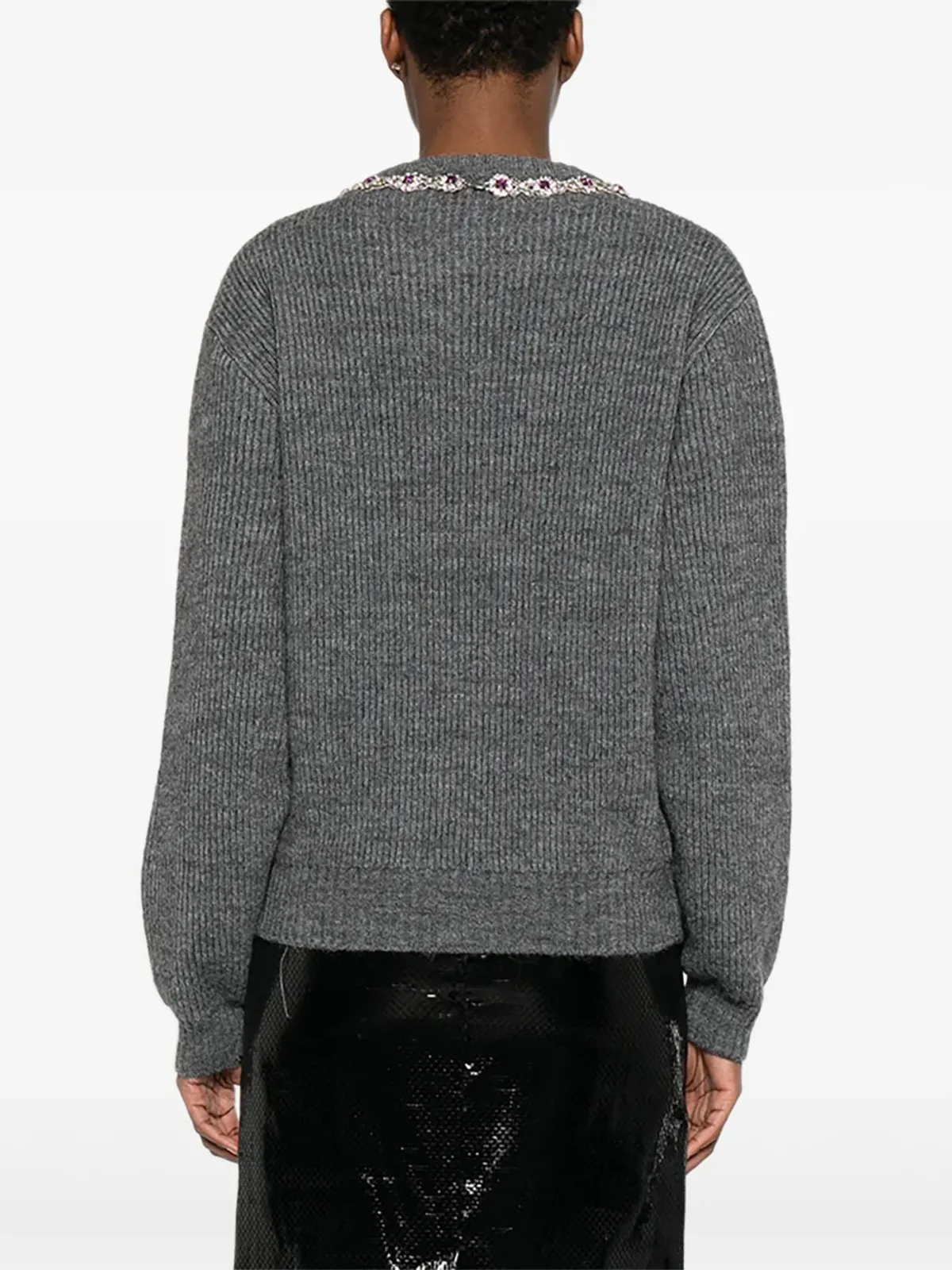 Moschino jewel-embellished ribbed sweater - Grey - 画像4
