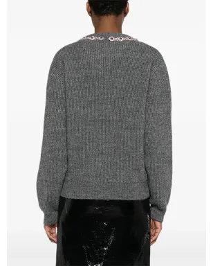 Moschino jewel-embellished ribbed sweater - Grey - サムネイル4