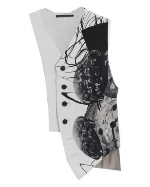 Yohji Yamamoto 時計プリント アシンメトリック ウエストコート - サムネイル1