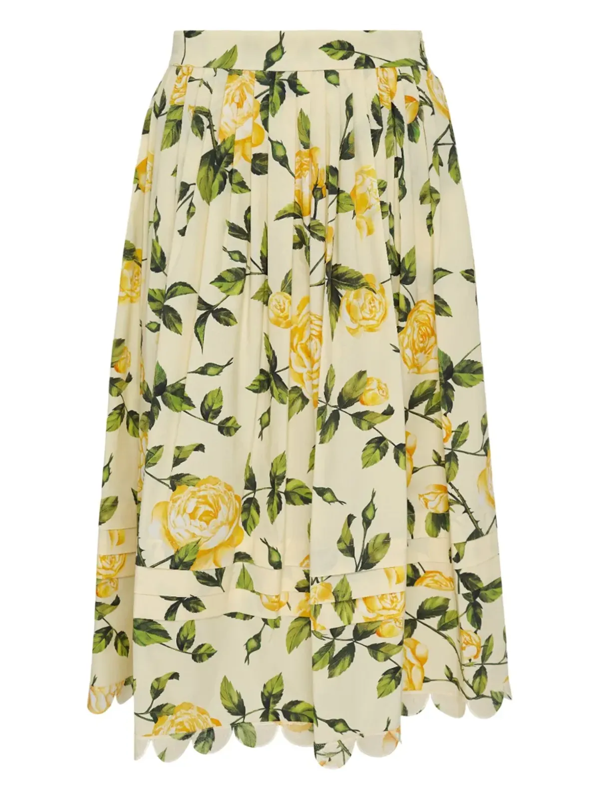 Oscar de la Renta プリーツ花柄スカート - 画像1