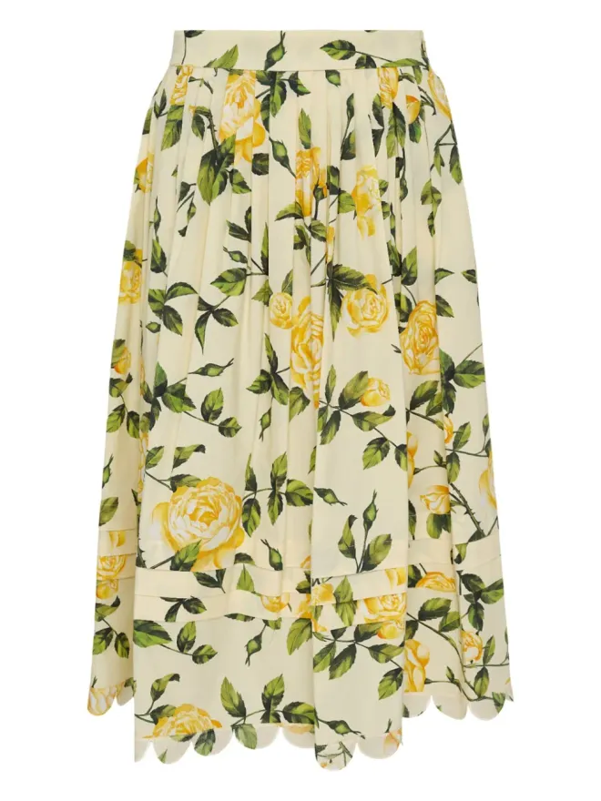 Oscar de la Renta Oscar de la Renta プリーツ花柄スカートの商品画像