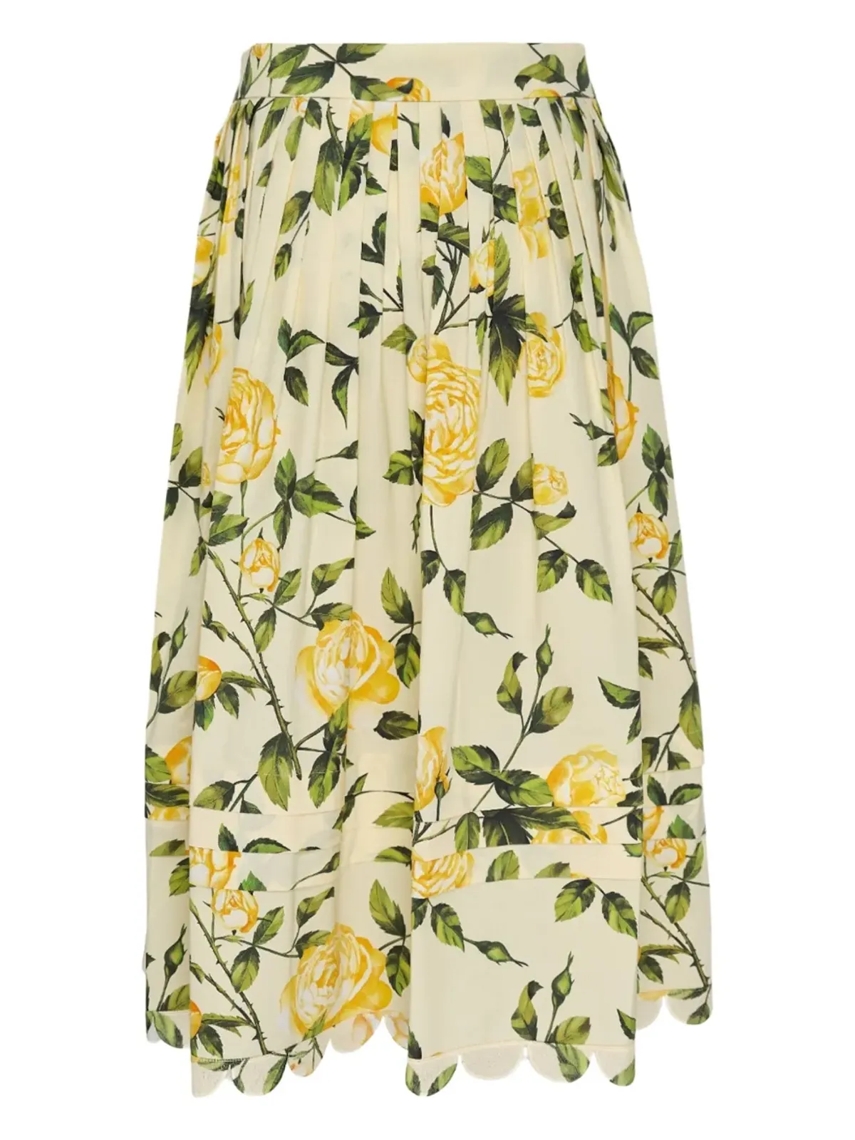Oscar de la Renta プリーツ花柄スカート - 画像2